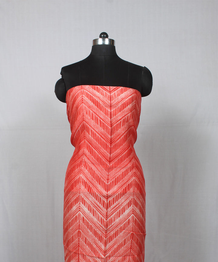 Red offwhite handloom cotton shibori kurta material