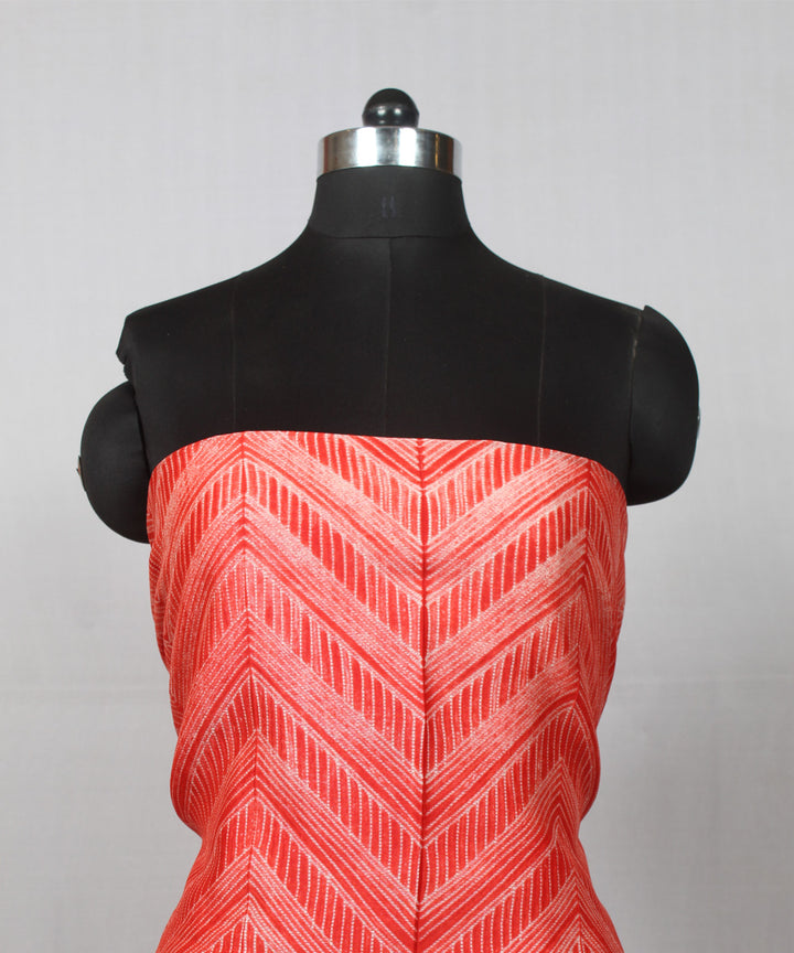 Red offwhite handloom cotton shibori kurta material