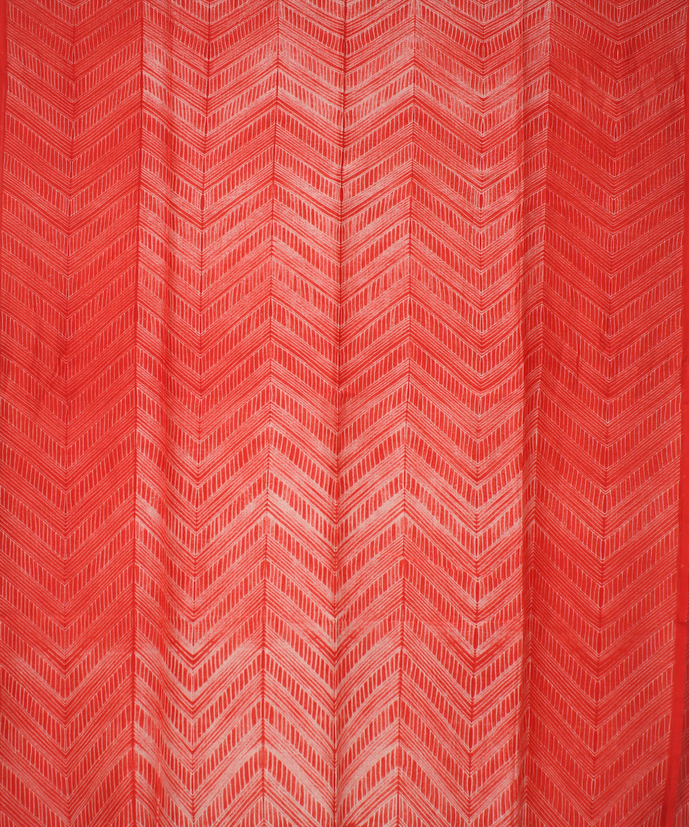 Red offwhite handloom cotton shibori kurta material