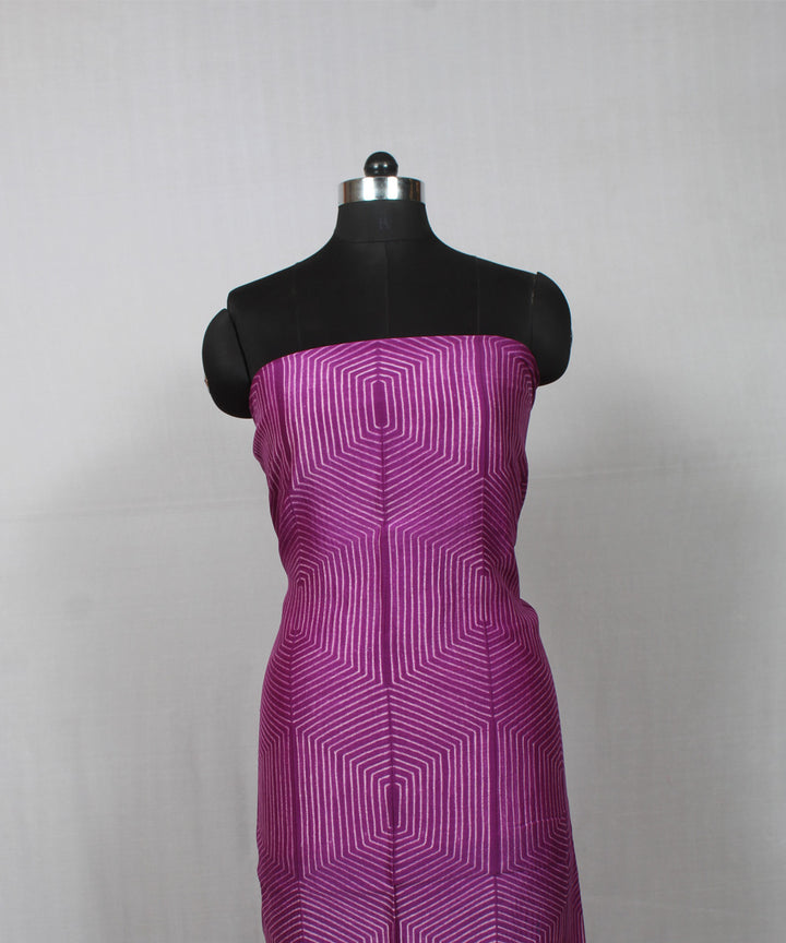 Purple offwhite cotton handloom silk shibori kurta material