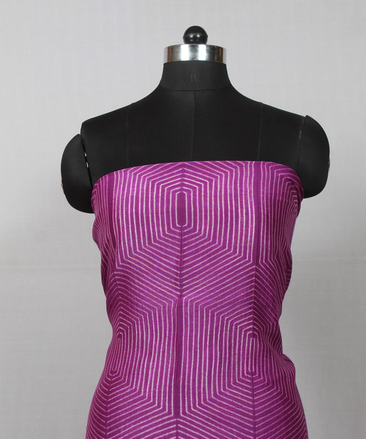 Purple offwhite cotton handloom silk shibori kurta material
