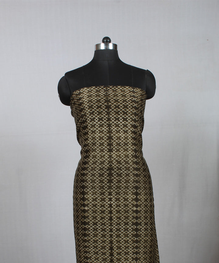 Olive green offwhite handloom cotton shibori kurta material