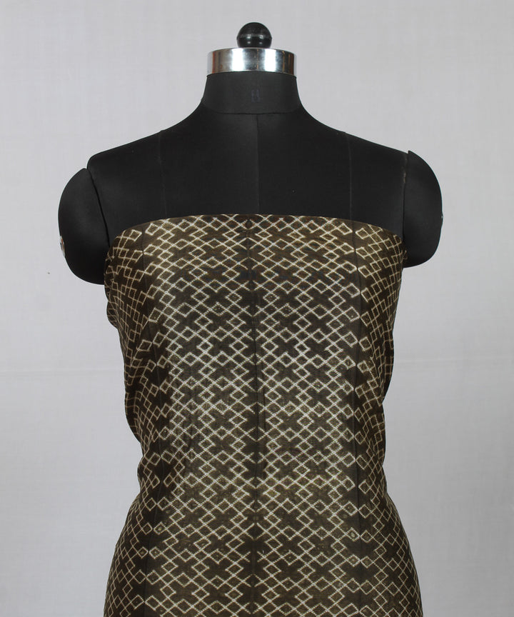 Olive green offwhite handloom cotton shibori kurta material