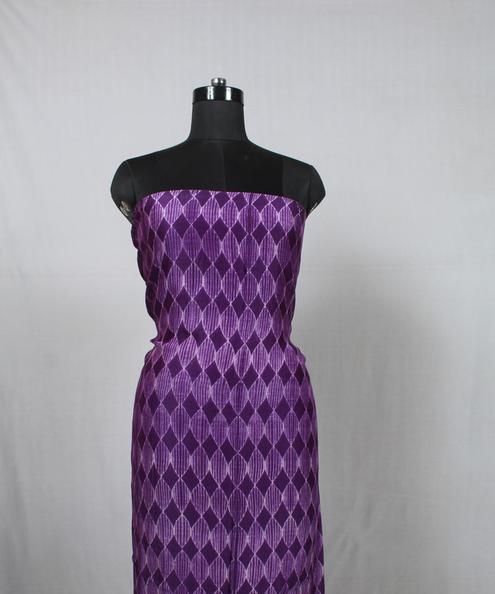 Purple offwhite handloom cotton silk shibori kurta material