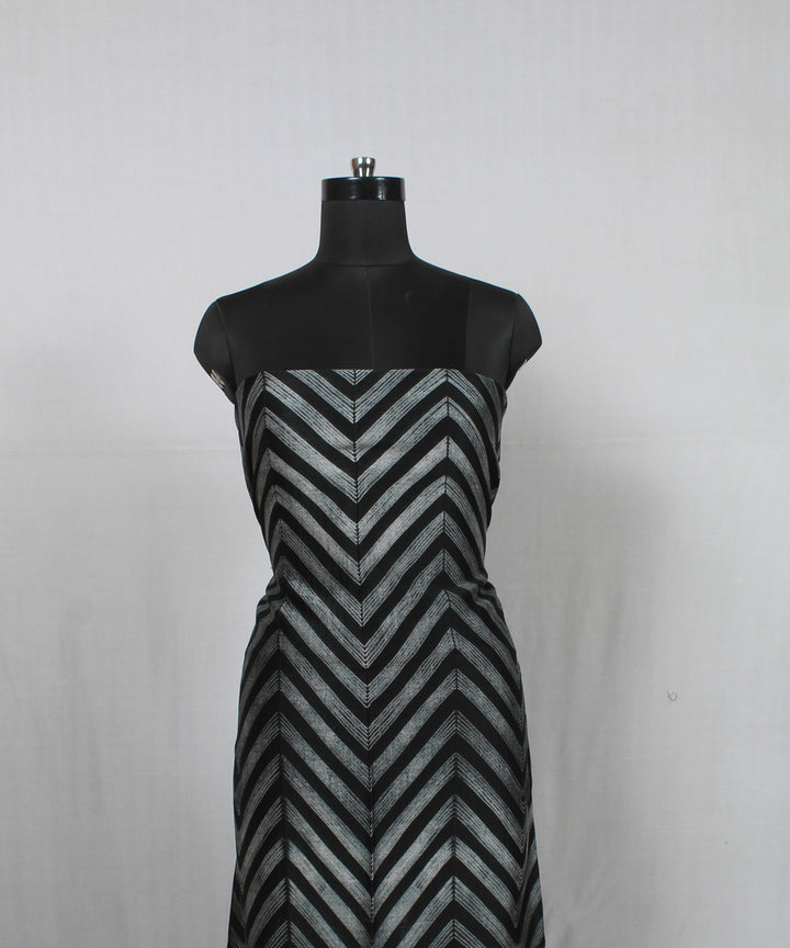 Black offwhite handloom cotton silk kurta shibori material
