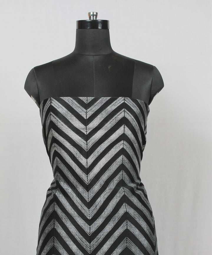 Black offwhite handloom cotton silk kurta shibori material