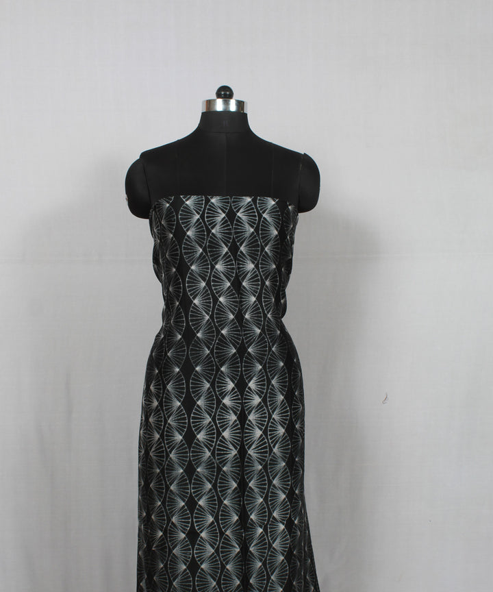 Black offwhite handloom cotton silk shibori kurta material