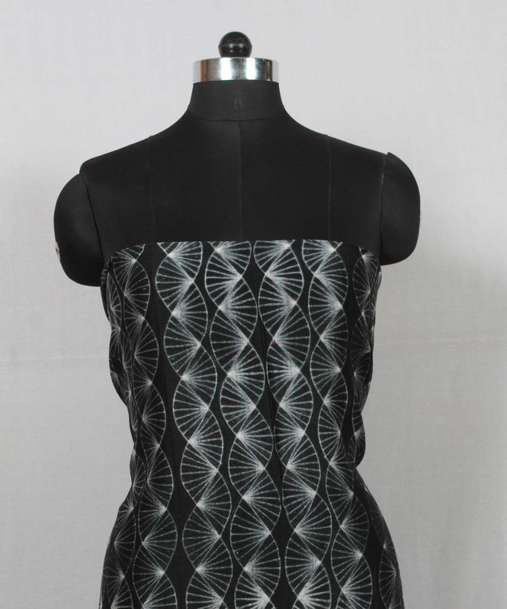 Black offwhite handloom cotton silk shibori kurta material