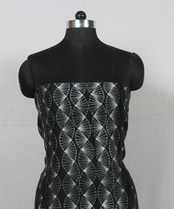 Black offwhite handloom cotton silk shibori kurta material