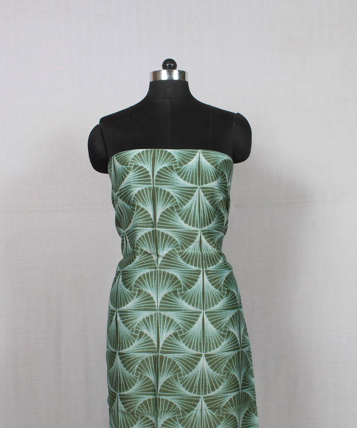 Olive green offwhite handloom cotton silk shibori kurta material