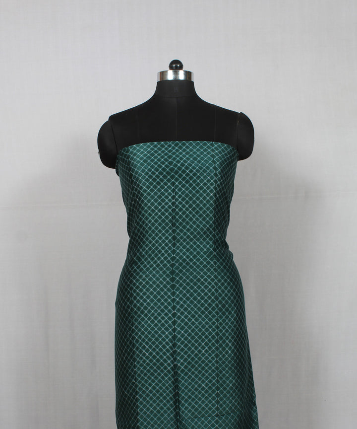 Dark green offwhite shibori handloom cotton silk kurta material