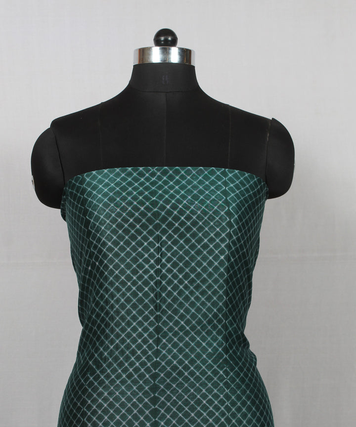 Dark green offwhite shibori handloom cotton silk kurta material