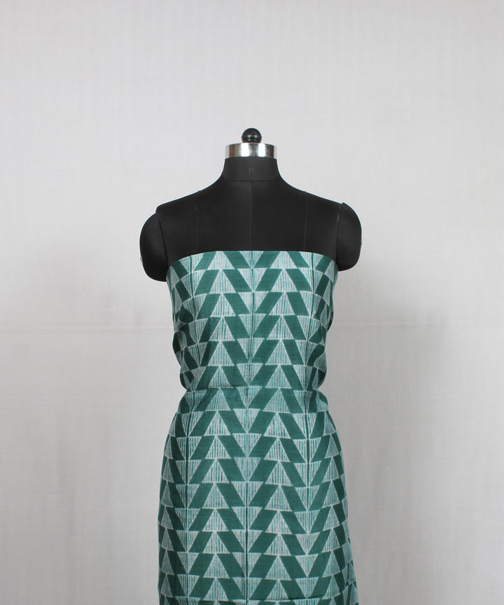 Dark green offwhite handloom cotton silk shibori kurta material