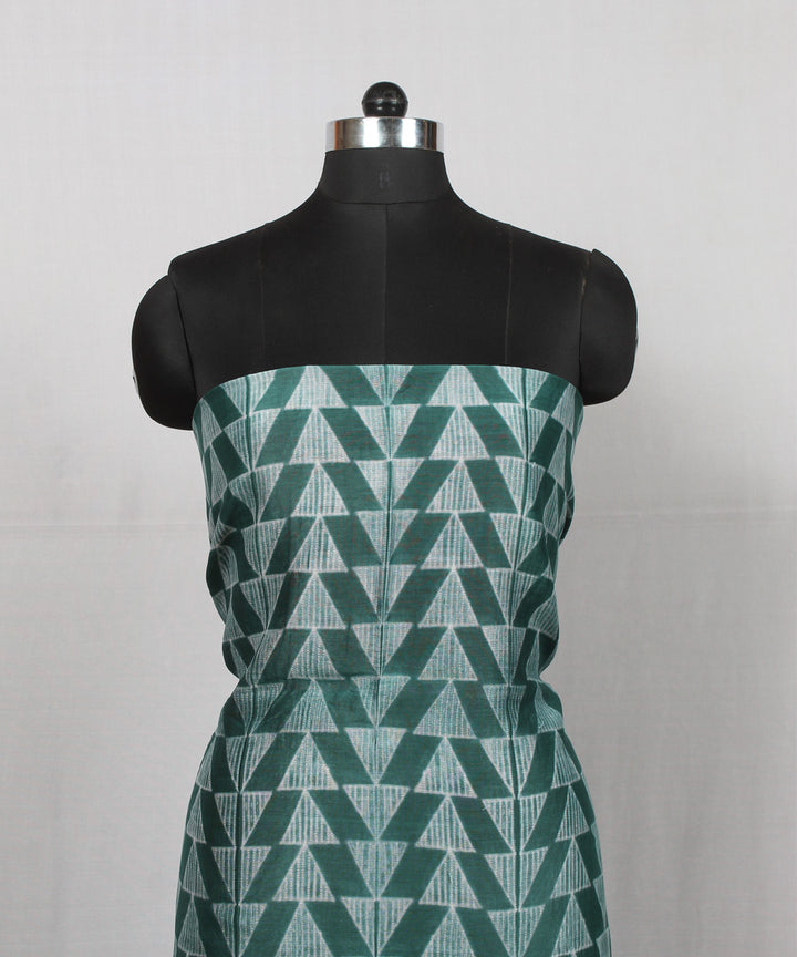 Dark green offwhite handloom cotton silk shibori kurta material