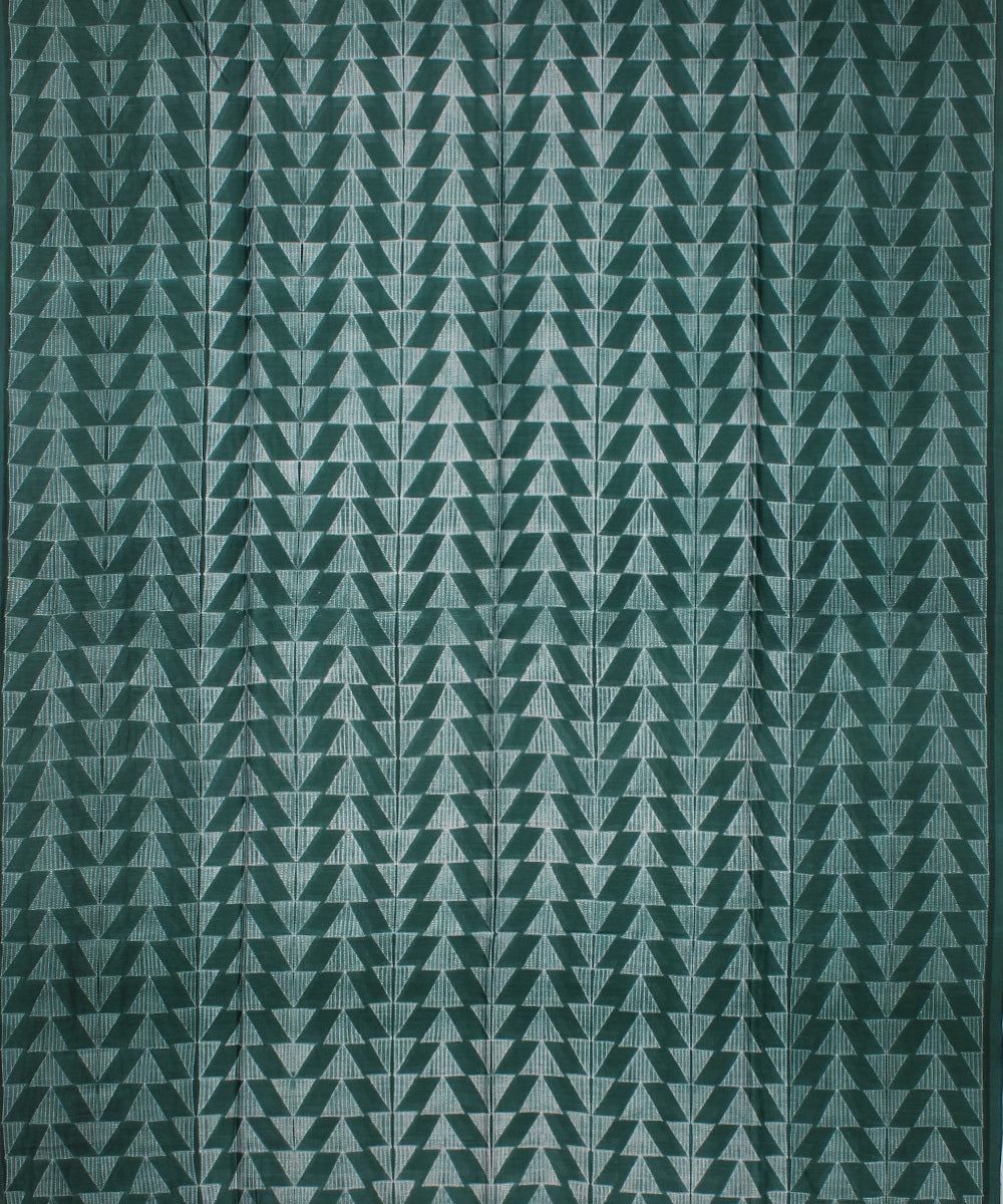 Dark green offwhite handloom cotton silk shibori kurta material