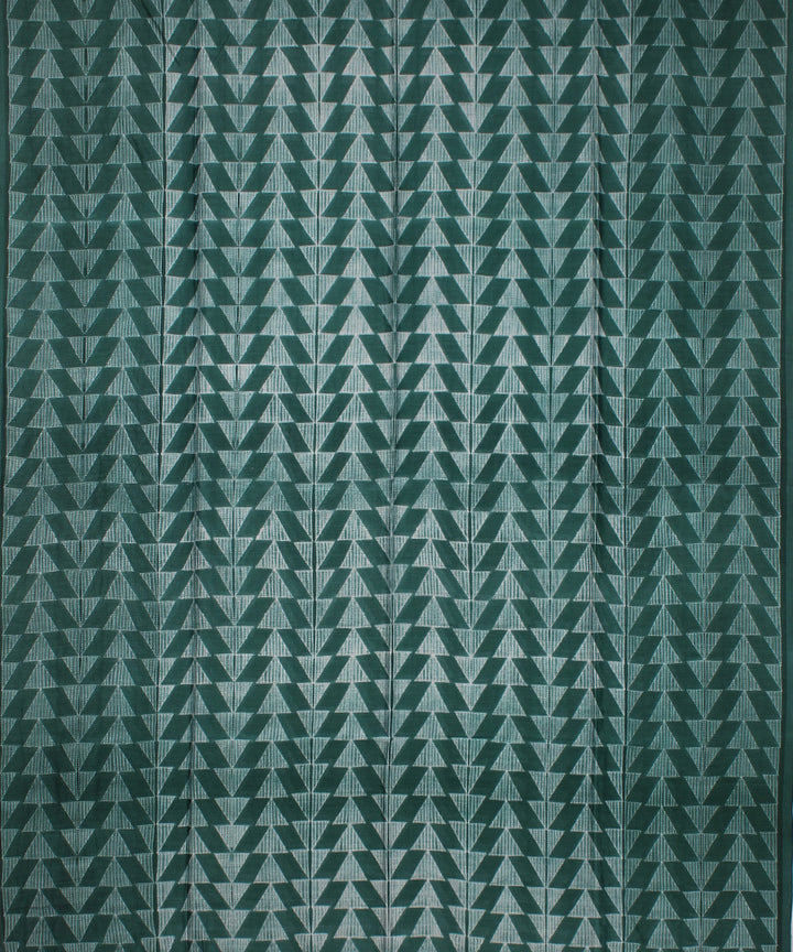 Dark green offwhite handloom cotton silk shibori kurta material