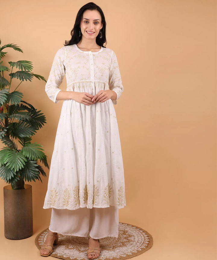 Women white hand embroidered chikankari shrug