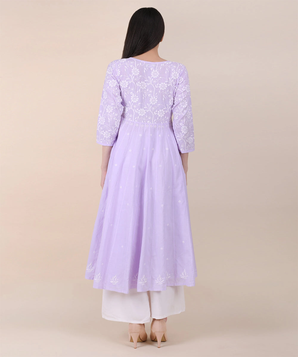 Women purple hand embroidered chikankari shrug