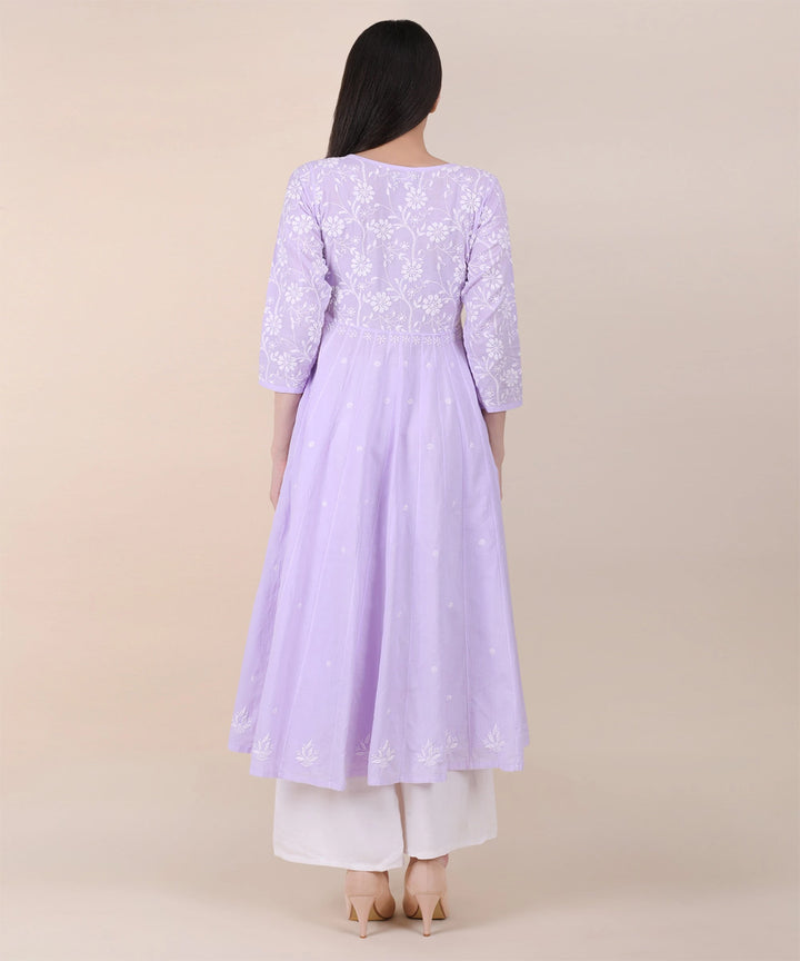 Women purple hand embroidered chikankari shrug
