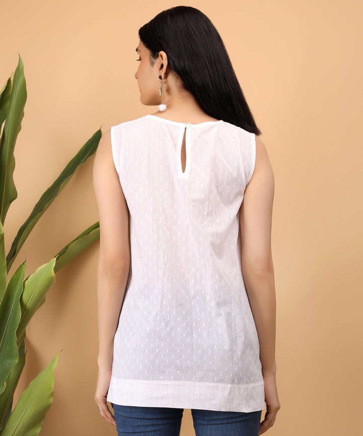 White women hand embroidered chikankari erika top