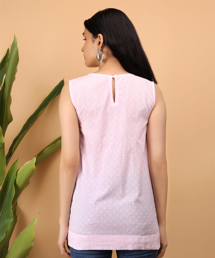 Pink hand embroidered chikankari women erika top