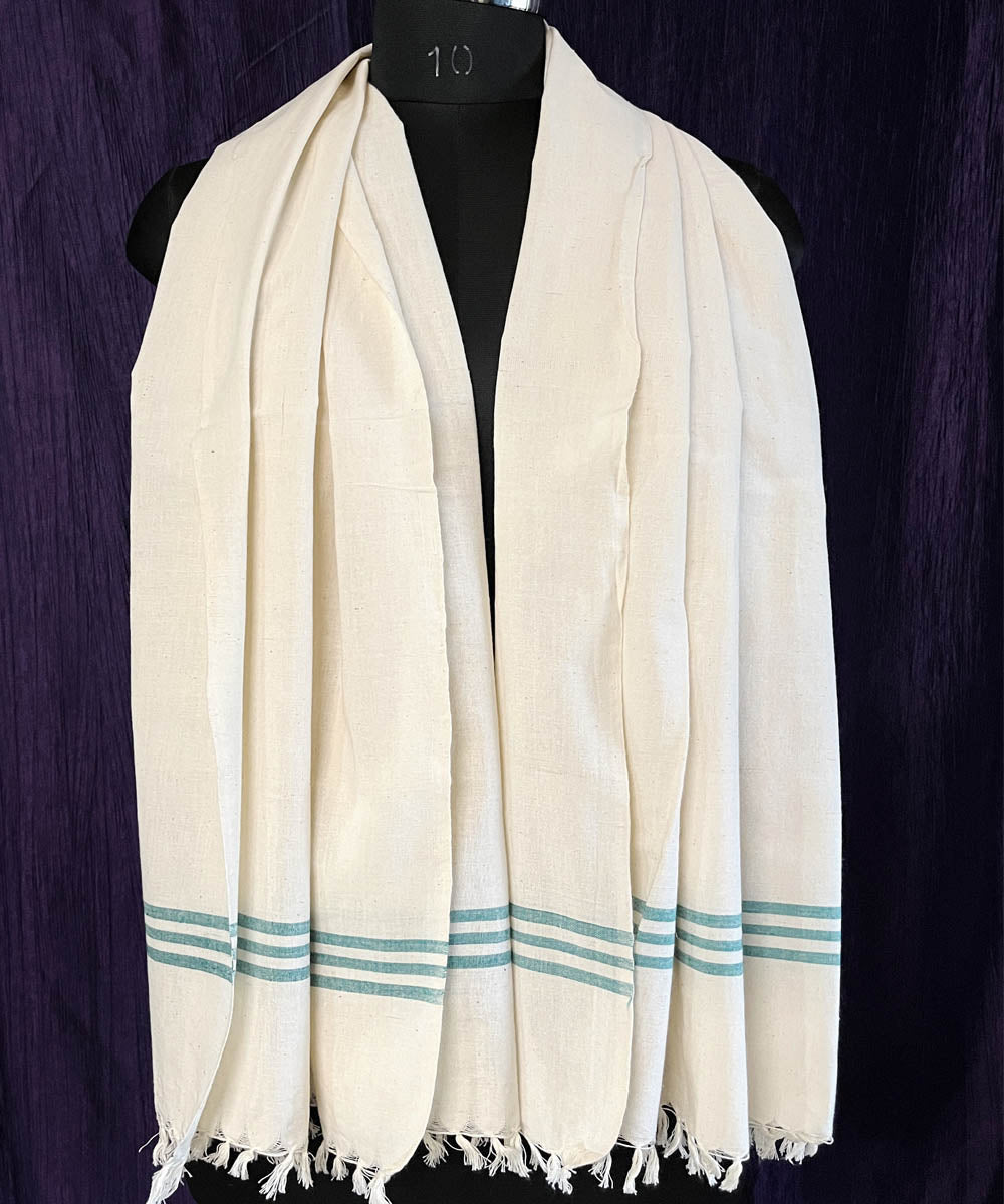 Grey offwhite cotton handwoven stole
