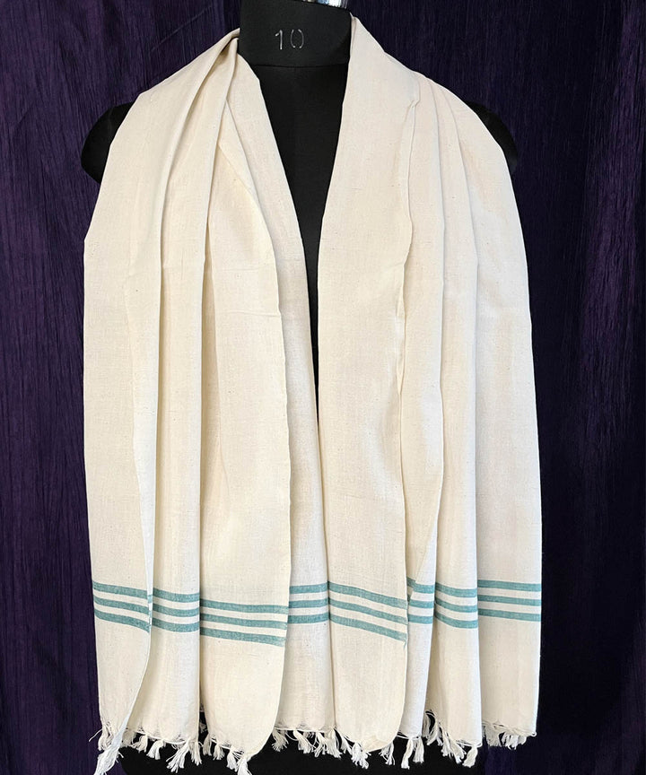 Grey offwhite cotton handwoven stole