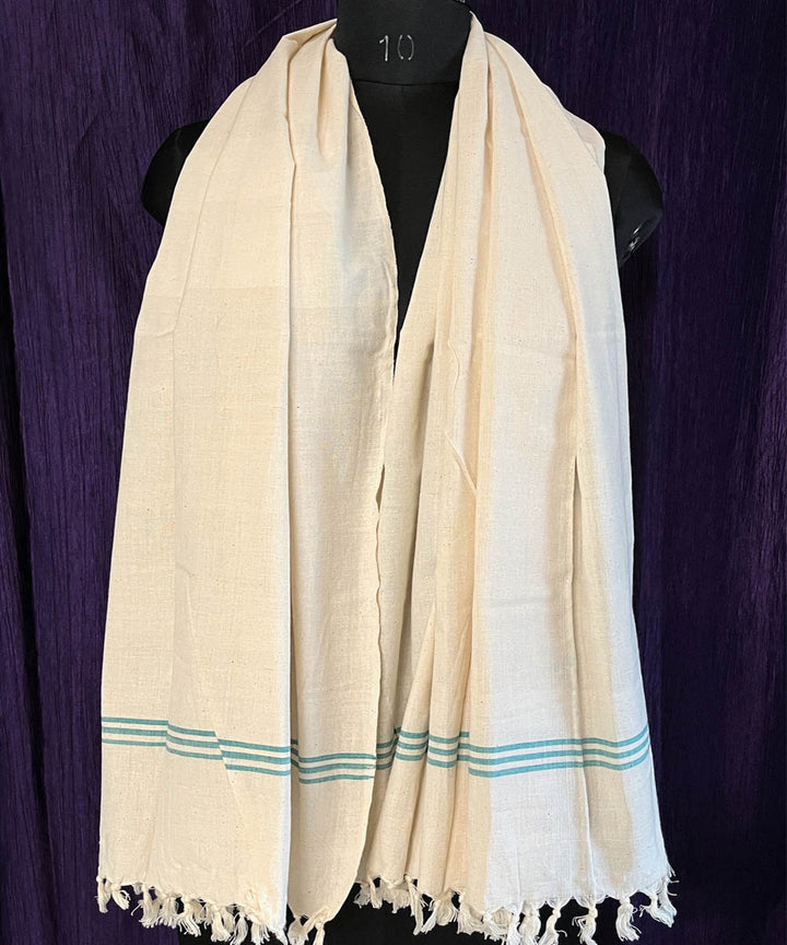 Grey offwhite handwoven cotton stole