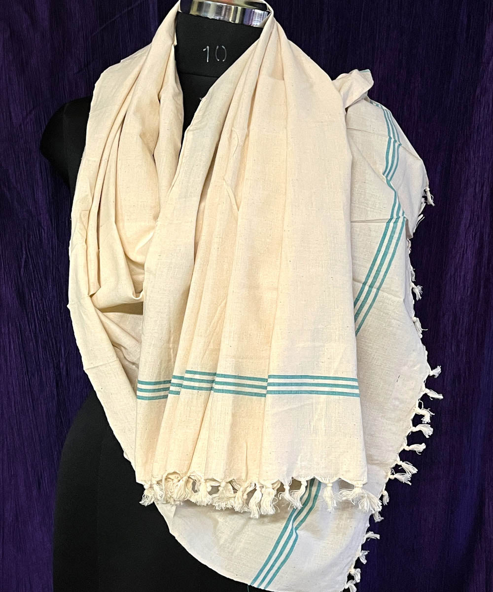 Grey offwhite handwoven cotton stole