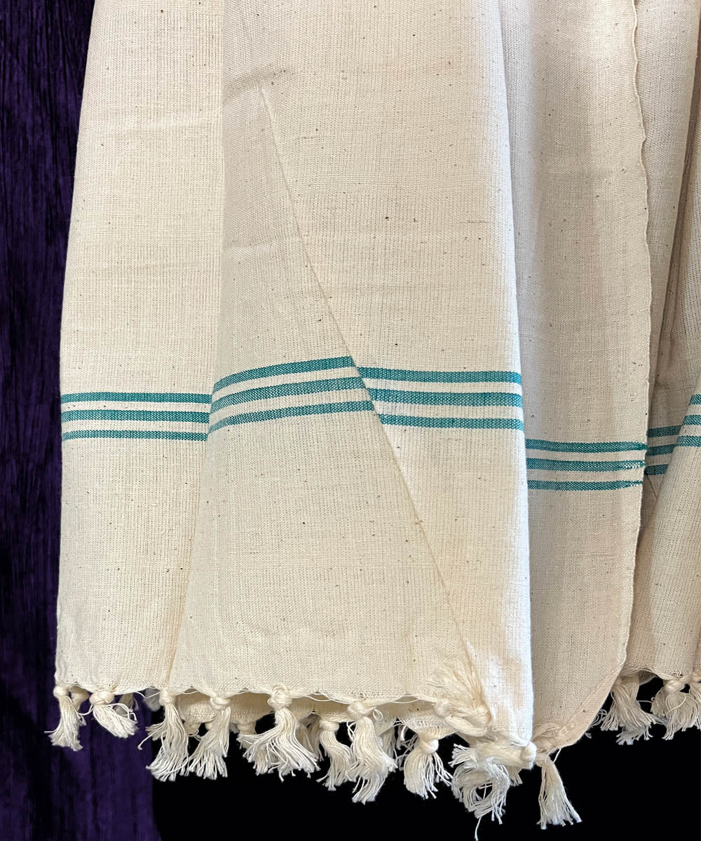 Grey offwhite handwoven cotton stole