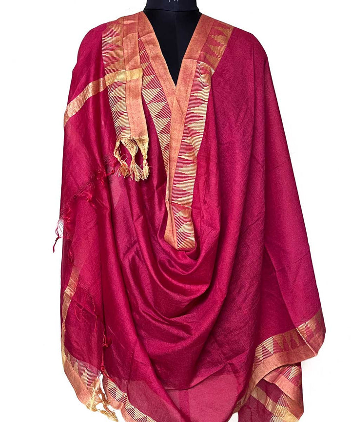 Red golden handwoven silk dupatta
