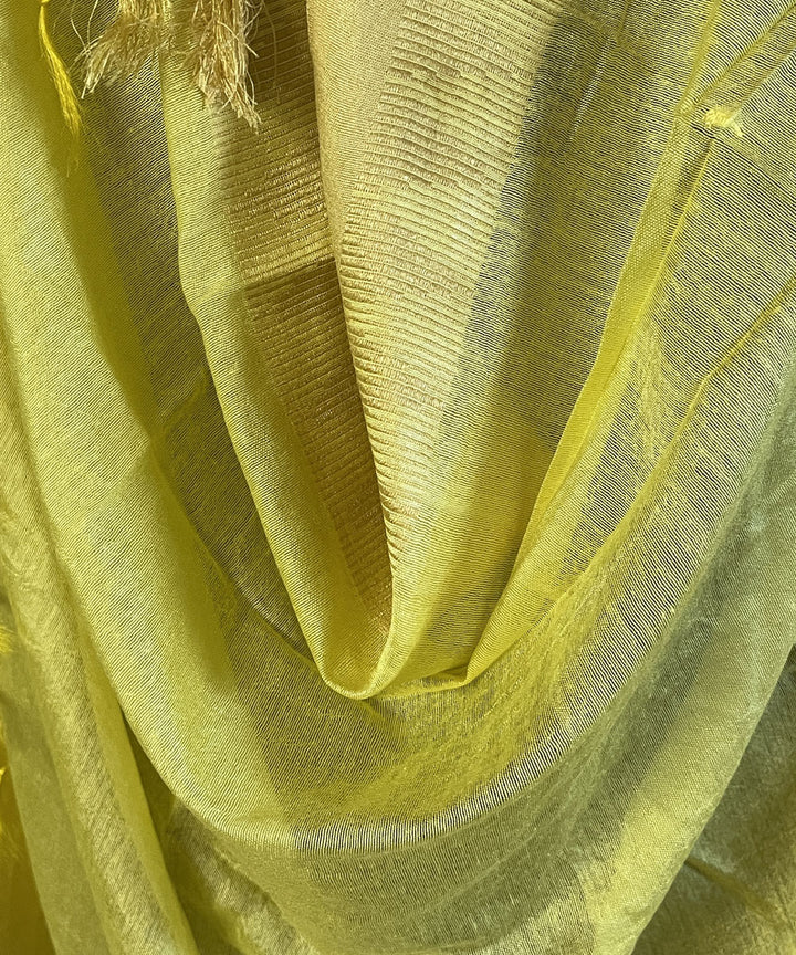 Yellow golden handwoven silk dupatta