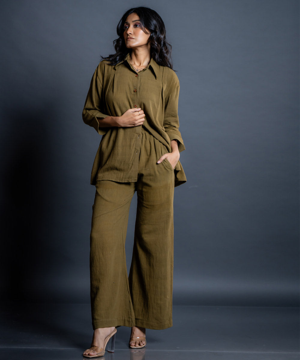 Vaika olive handwoven cotton comfort pant