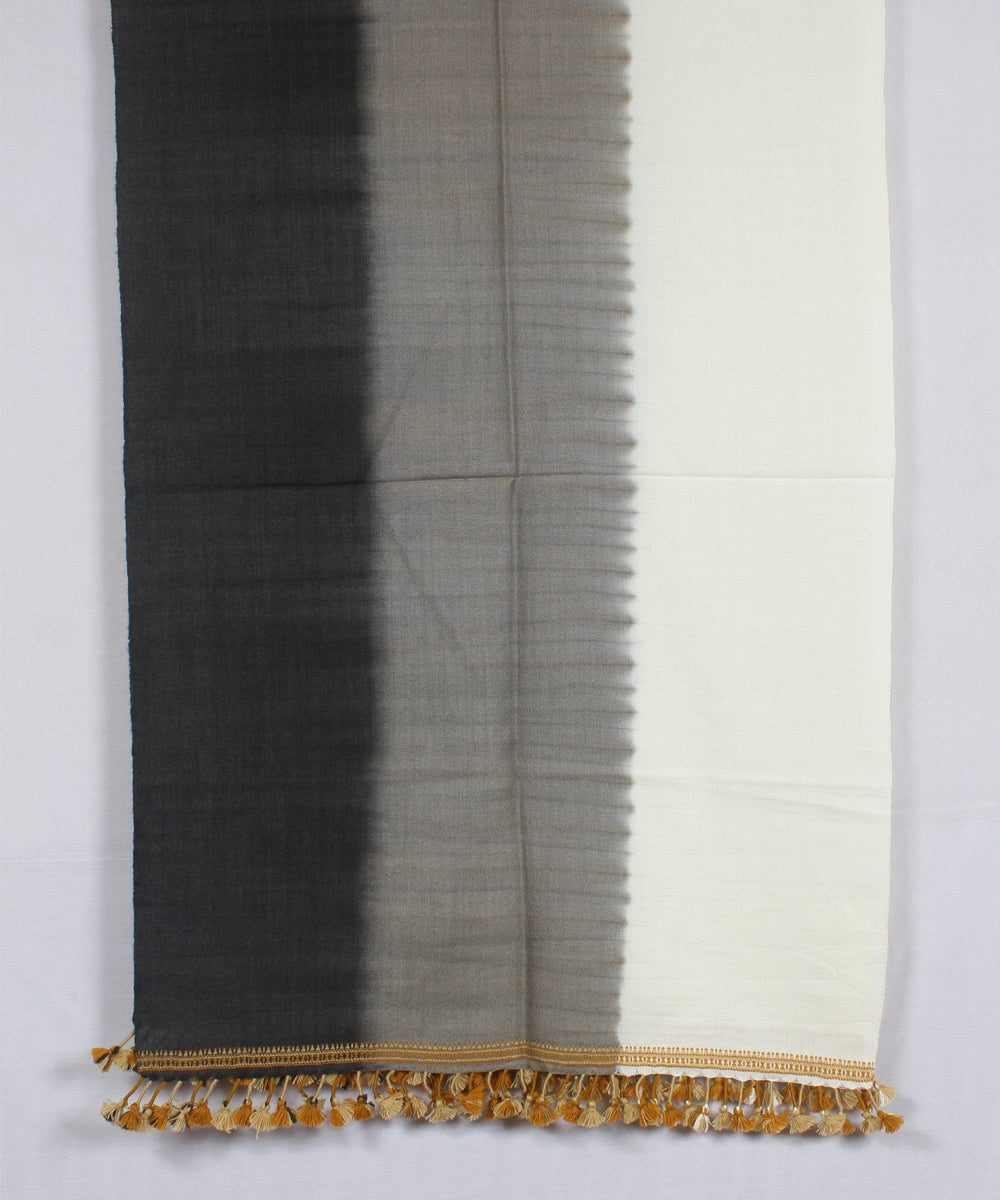 Multicolor grey handloom wool bhujodi stole