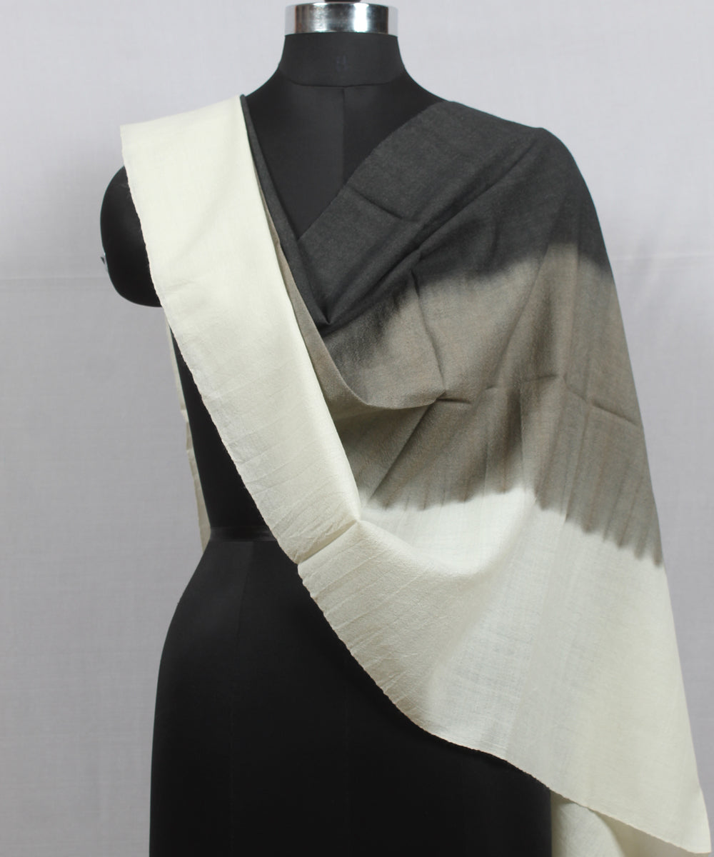Multicolor grey handloom wool bhujodi stole
