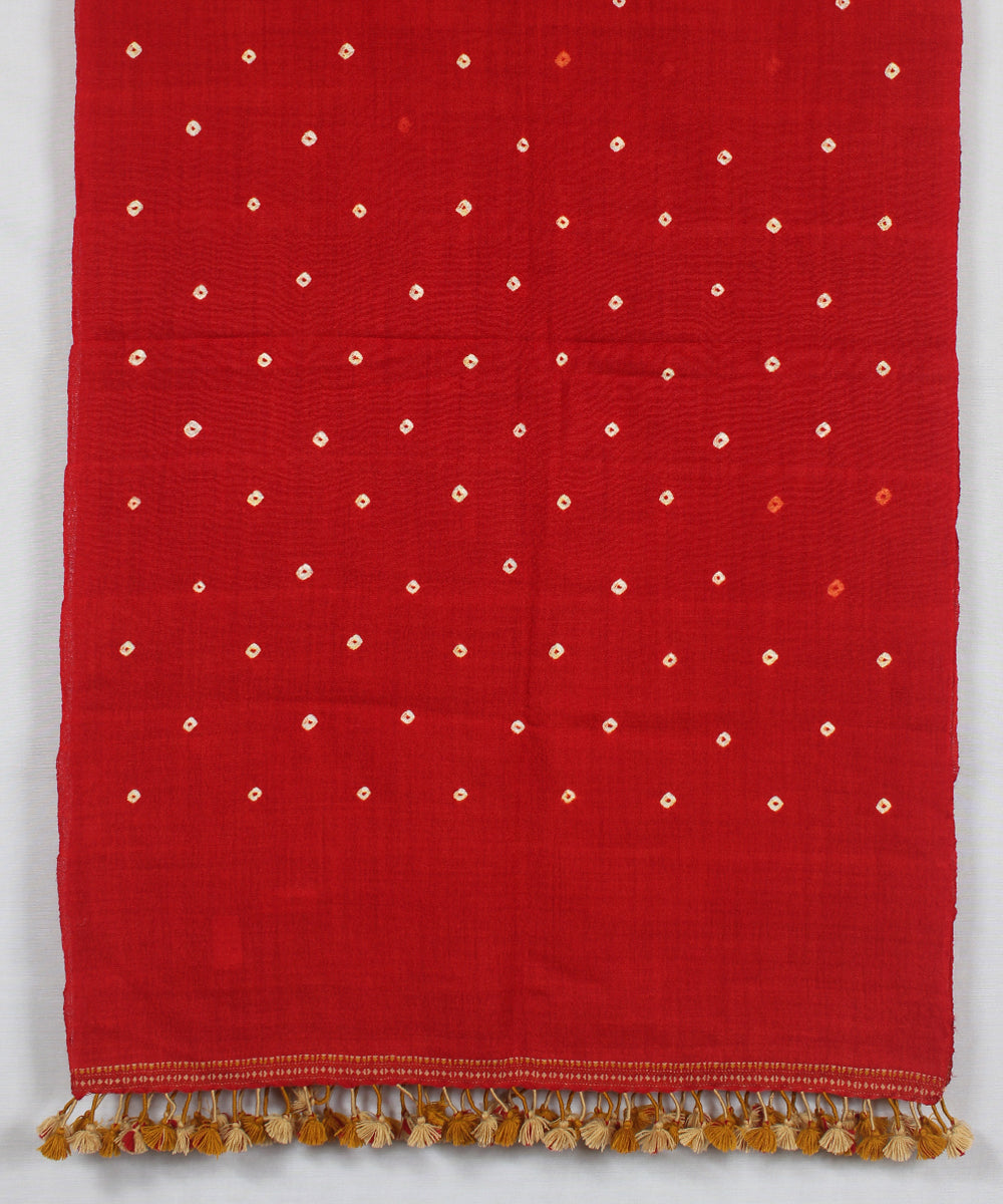 Red white handloom wool bhujodi stole