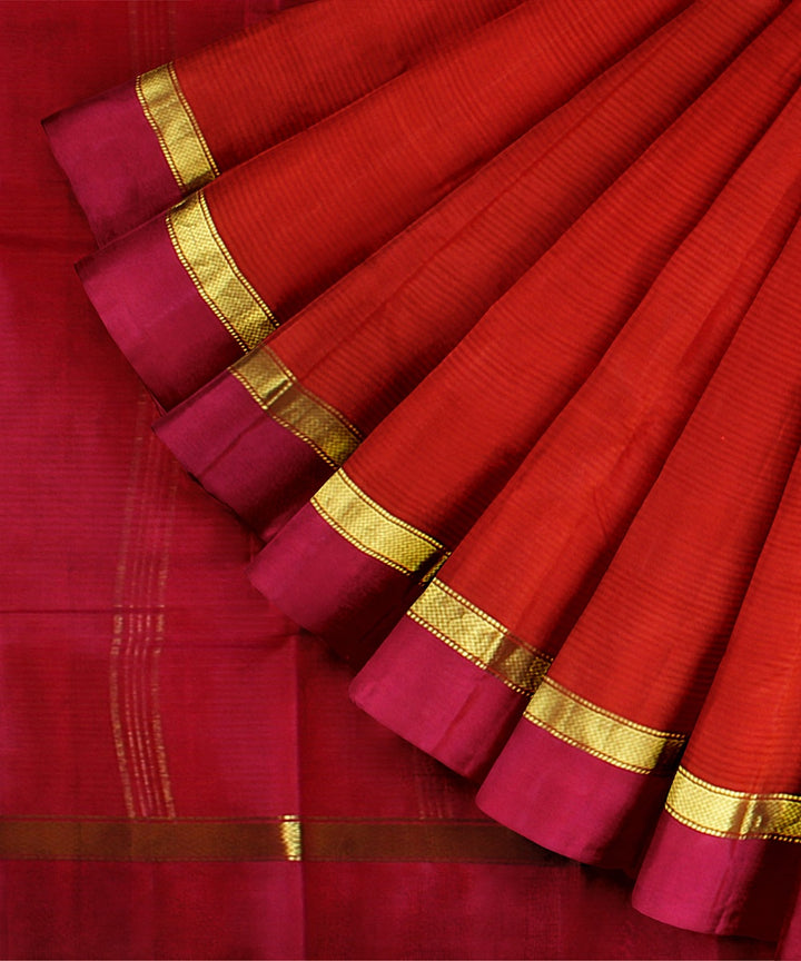 Orange pink handloom molkalmuru silk saree