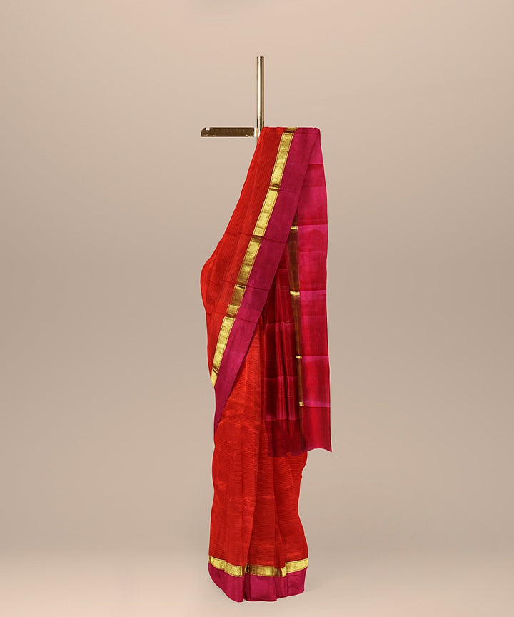 Orange pink handloom molkalmuru silk saree