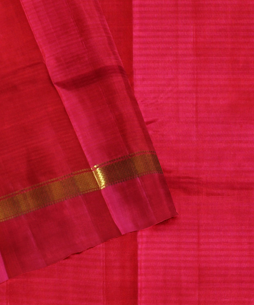 Orange pink handloom molkalmuru silk saree