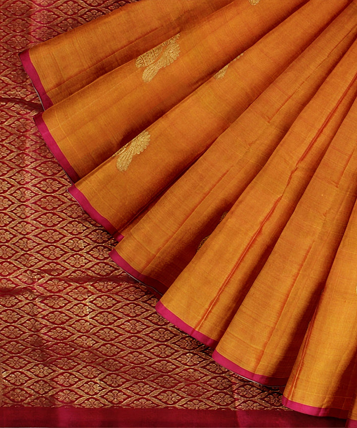 Orange pink handwoven molkalmuru silk saree
