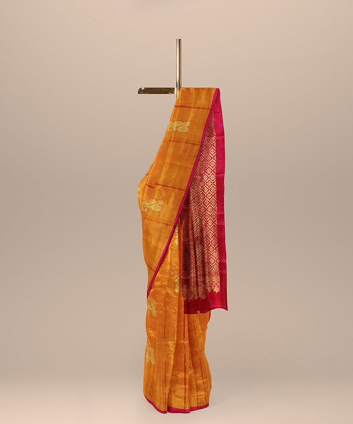 Orange pink handwoven molkalmuru silk saree