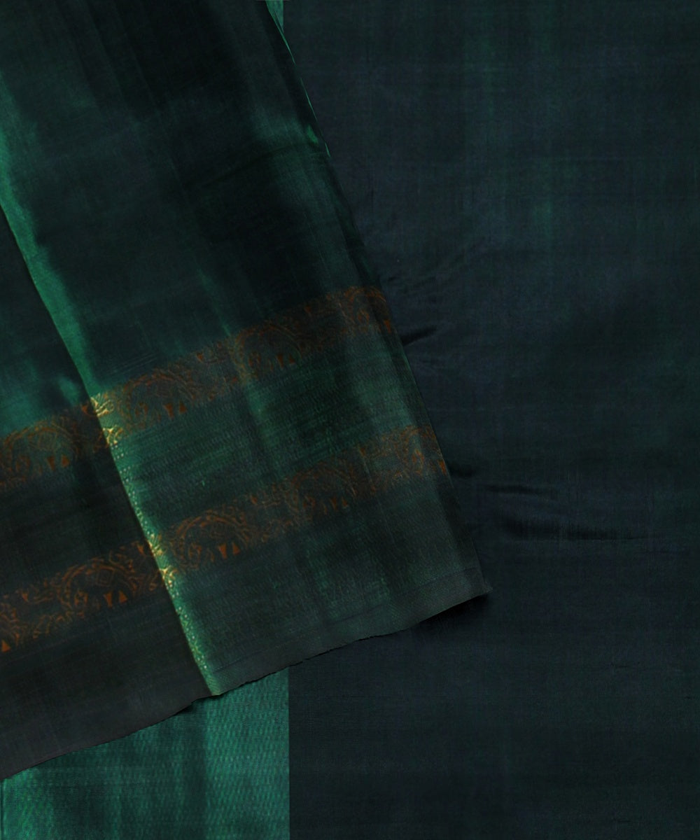 Dark green handwoven molkalmuru silk saree