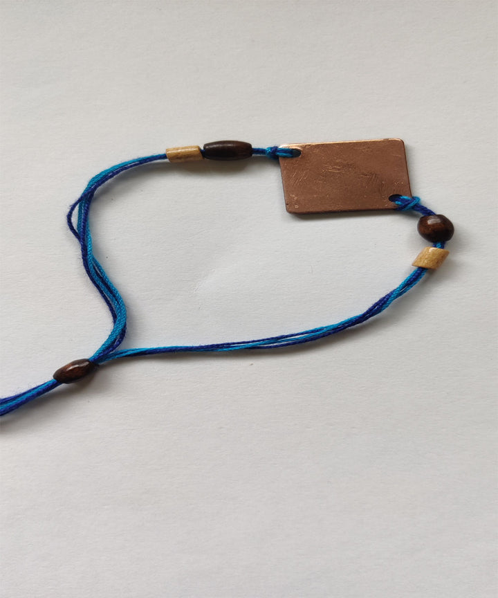 Light dark blue handmade copper enamelling rakhi