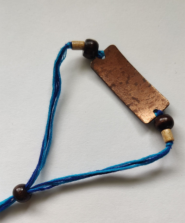 Blue yellow copper handmade enamelling rakhi