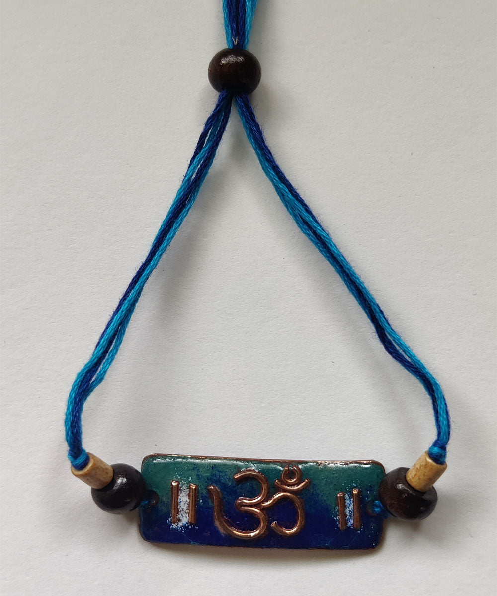 Blue yellow copper handmade enamelling rakhi