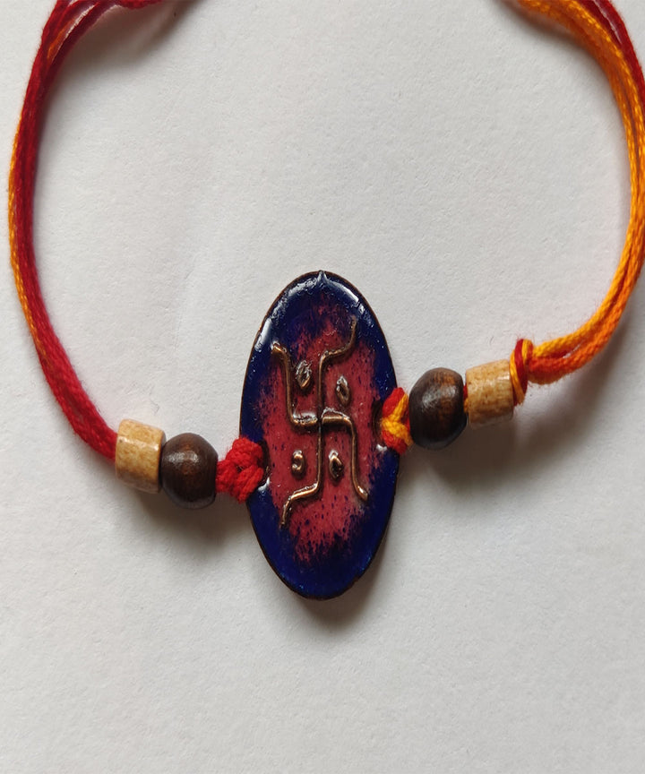 Dark blue copper handmade enamelling rakhi