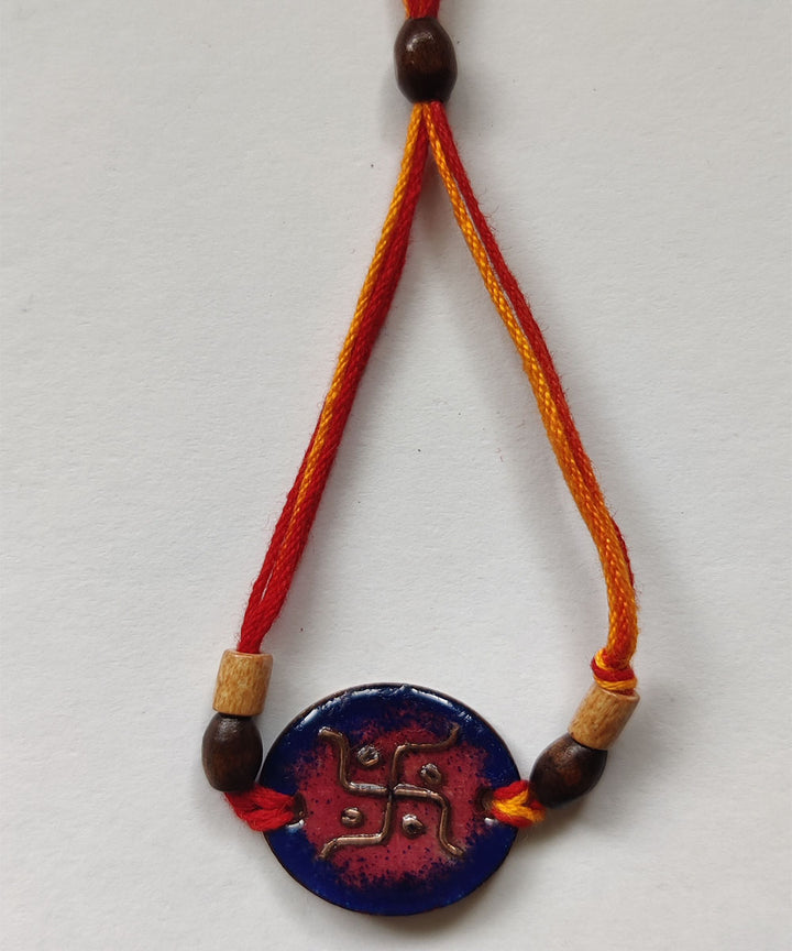 Dark blue copper handmade enamelling rakhi