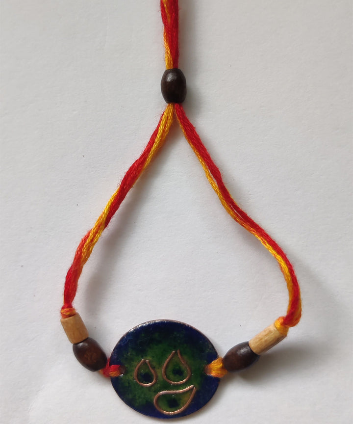Blue handmade enamelling copper rakhi