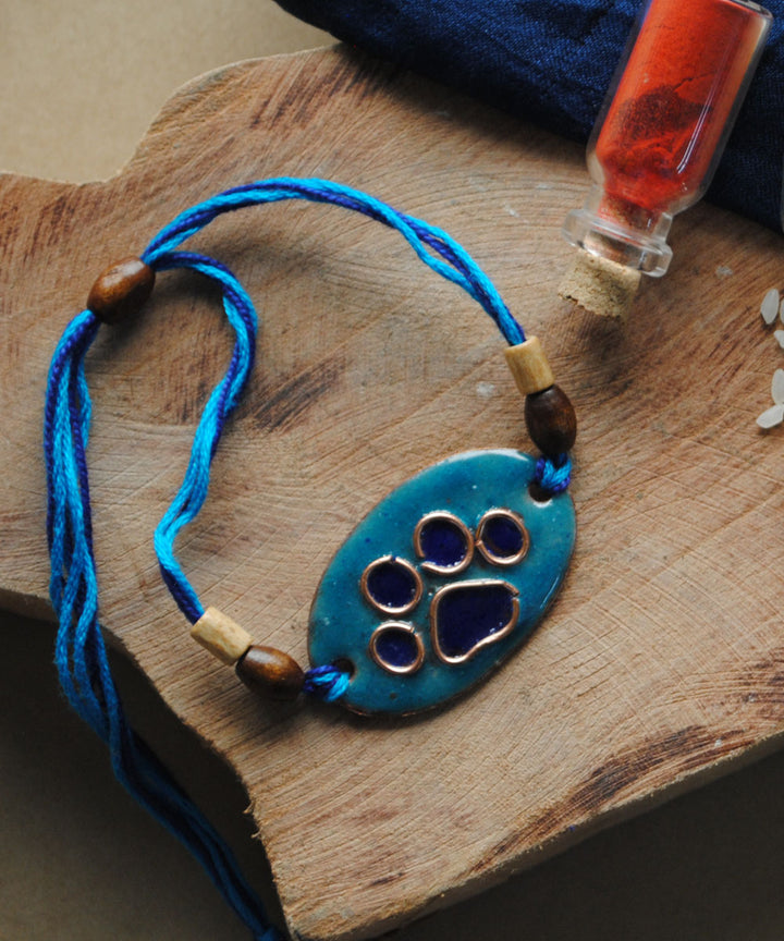 Blue dark handmade enamelling rakhi