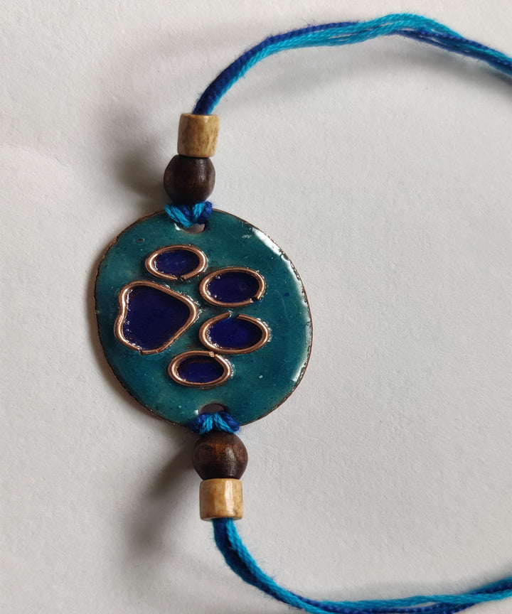 Blue dark handmade enamelling rakhi